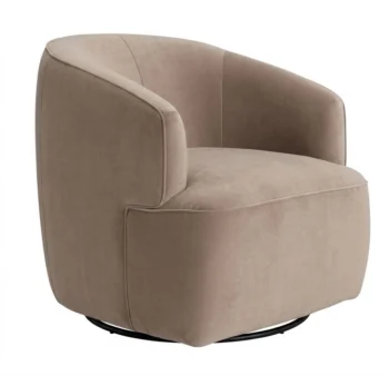 Halo Derby Velvet Swivel Armchair - Beige