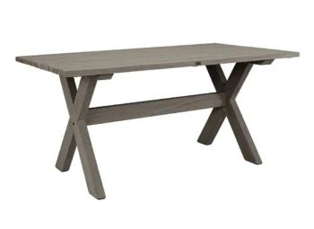 Artwood teak outdoor cross dining table in a charcoal finish.