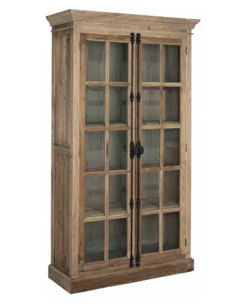 Beautiful tall wooden display cabinet made from solid elm.