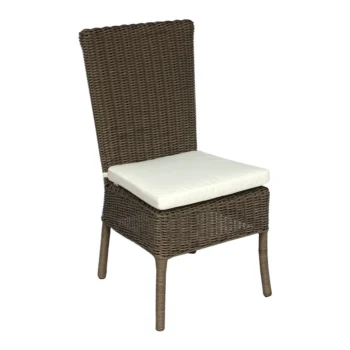 Artwood outdoor dining chair in a vintage wicker finish with off-white cushion pad.