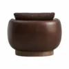 Reverse image of the Halo Cuppa Swivel Armchair in bull cigar leather.