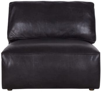 Halo Truffle single seat modular chair in antique black leather featuring a relaxed contemporary design.