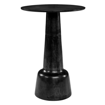 Black pedestal style side table handcrafted from aluminium. Each piece is unique.