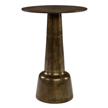 Pedestal style side table in vintage brass.